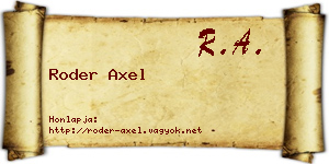 Roder Axel névjegykártya